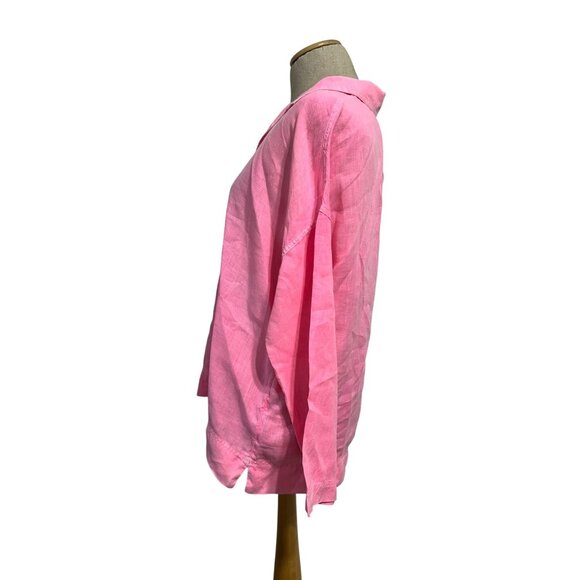 C&C California Women's Size Medium 100% Linen Long Sleeve V-Neck Tunic Top - Picture 3 of 10